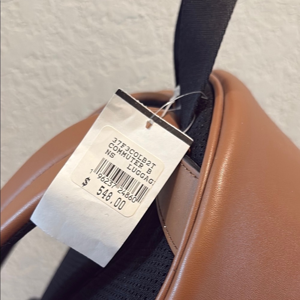 NWT Michael Kors Brown Leather Backpack Minimalist Design - Picture 5 of 8